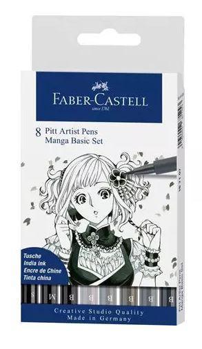 Penselpenna Faber-Castell 8 PITT Manga Basic set, 8 pennor/fp