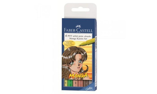 Penselpenna Faber-Castell PITT artist pen brush Manga set Kaoiro (Version 1), 6 färger/fp