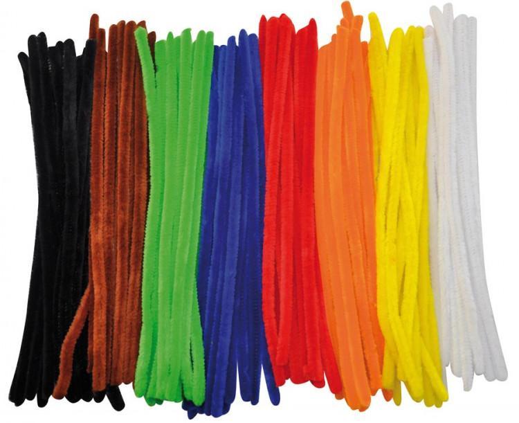 Piprensare, Ø 10mm, 30cm, 8 färger, 100/fp (Gul, Blå, Röd, Vit, Svart, Orange, Grön, Brun)
