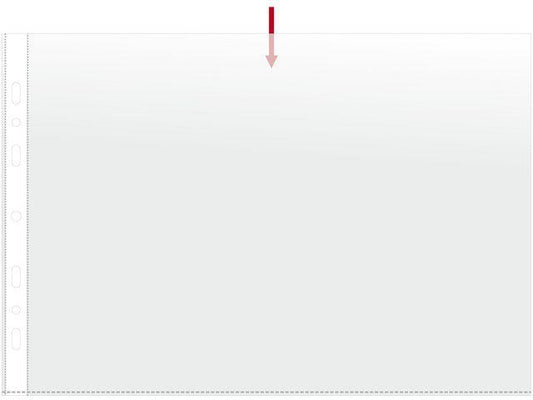 Plastfickor / Plastficka, A4L (liggande A4), 0,12mm, präglad, hålad på kortsidan, 100/fp