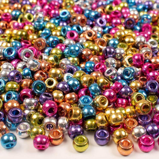 Plastpärlor, Kongopärlor metallic, 9mm, 1000/fp