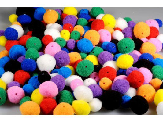 PomPombollar med hål, Blandade färger, 100/fp