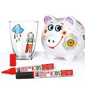 Porslinsmålningspennor/Glasmålningspennor Marabu KiDS Porcelain & Glas Painter Maxi Fun, 1-3mm, 5 färger/fp