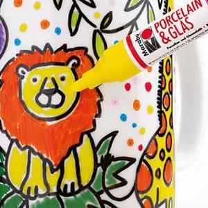 Porslinsmålningspennor/Glasmålningspennor Marabu KiDS Porcelain & Glas Painter Maxi Fun, 1-3mm, 5 färger/fp