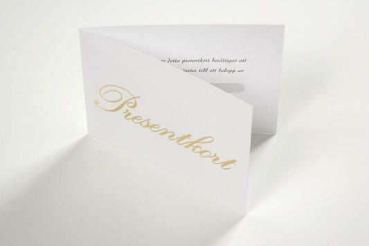 Presentkort Guldtext, 100 kort & 100 kuvert (tomma presentkort)