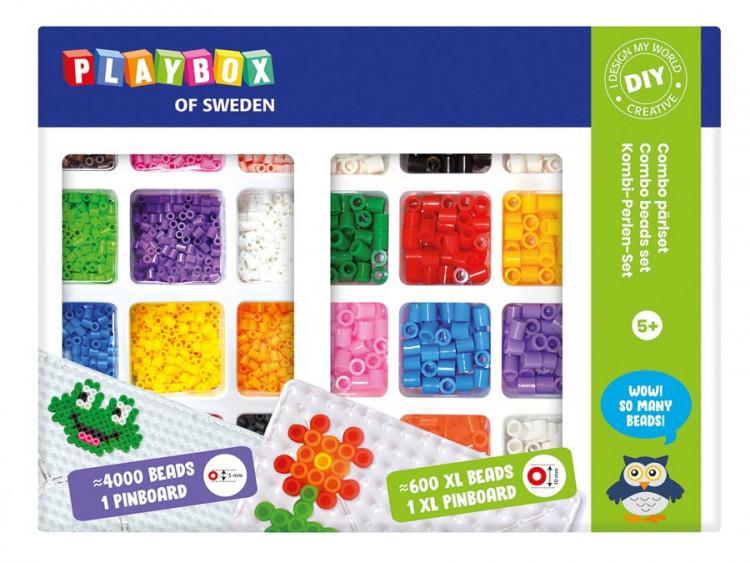Pärlset, strykpärlor, midirörpärlor & XL-rörpärlor & pärlplattor (4000 st midi, 600 st XL, 2 st pärlplattor)