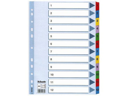 Pärmregister Esselte (100162) A4, 1-12 dubbelsidig 1/fp