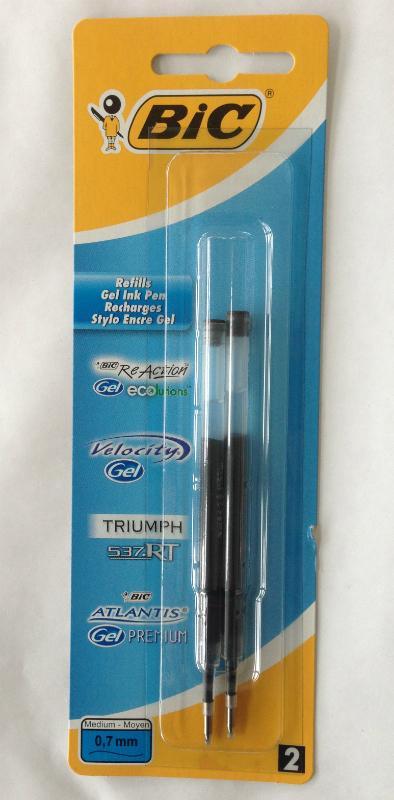 REFILL Patron Bic Gelpatron Gel-ocity Original, Reaction Gel mm, Medium, 0,7mm, Svart 2/fp