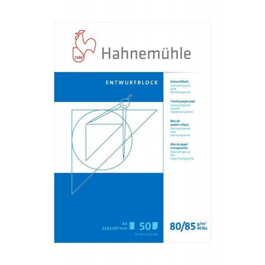 Ritpapper transparent, Tracingpapper, block Hahnemühle Diamant Smooth 80/85g, A4 (210x297mm), 50 ark