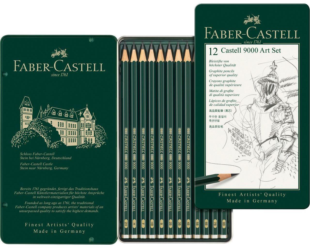 Ritset: Pennset + Ritblock A4, Faber-Castell Castell 9000 8B-2H