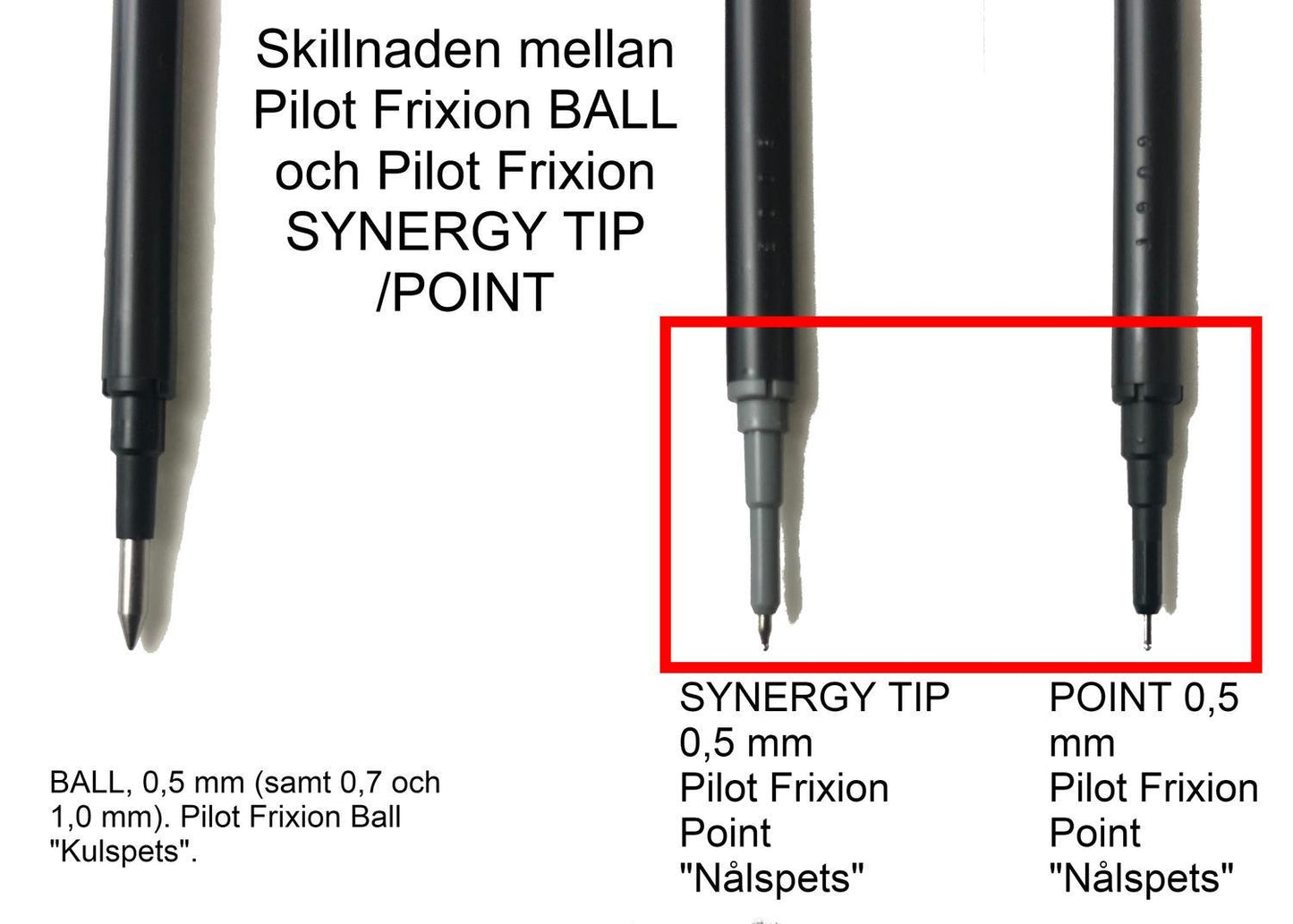Rollerballpenna Pilot Frixion POINT Clicker BLRT-FRP5, 0,5mm (Synergy Tip), raderbart bläck, 4 färger/fp (Svart, Blå, Röd och Blå-Svart)