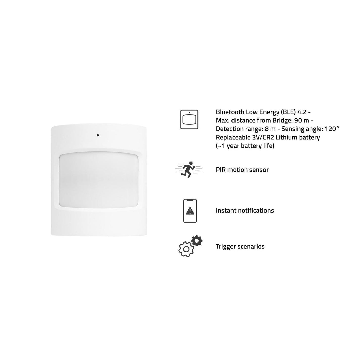 Rörelsesensor/Rörelsedetektor, Bluetooth, PIR, Hombli Smart Motion sensor, Vit