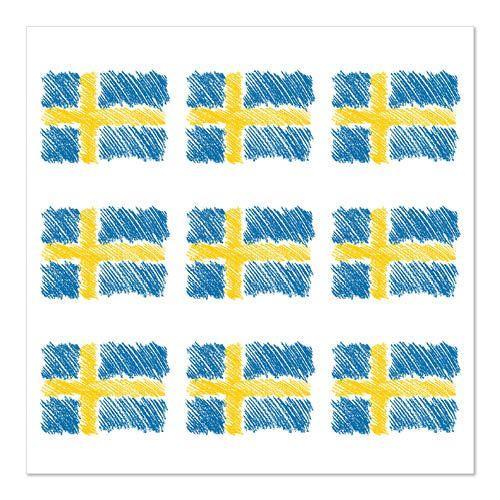 Servett med svenska flaggan, 33x33cm, 3-lager, Sverigeflagga, 20 servetter/fp