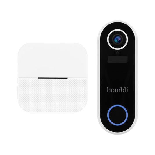 Set: Smart dörrklocka med kamera + rinklocka, WiFi, Hombli Smart Doorbell 2 + Chime, batteridriven, Vit