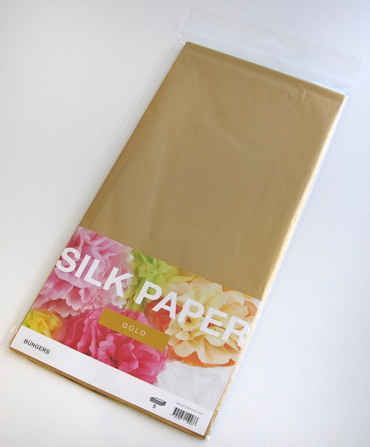 Silkespapper 50x70cm, Guld, 5 ark/fp