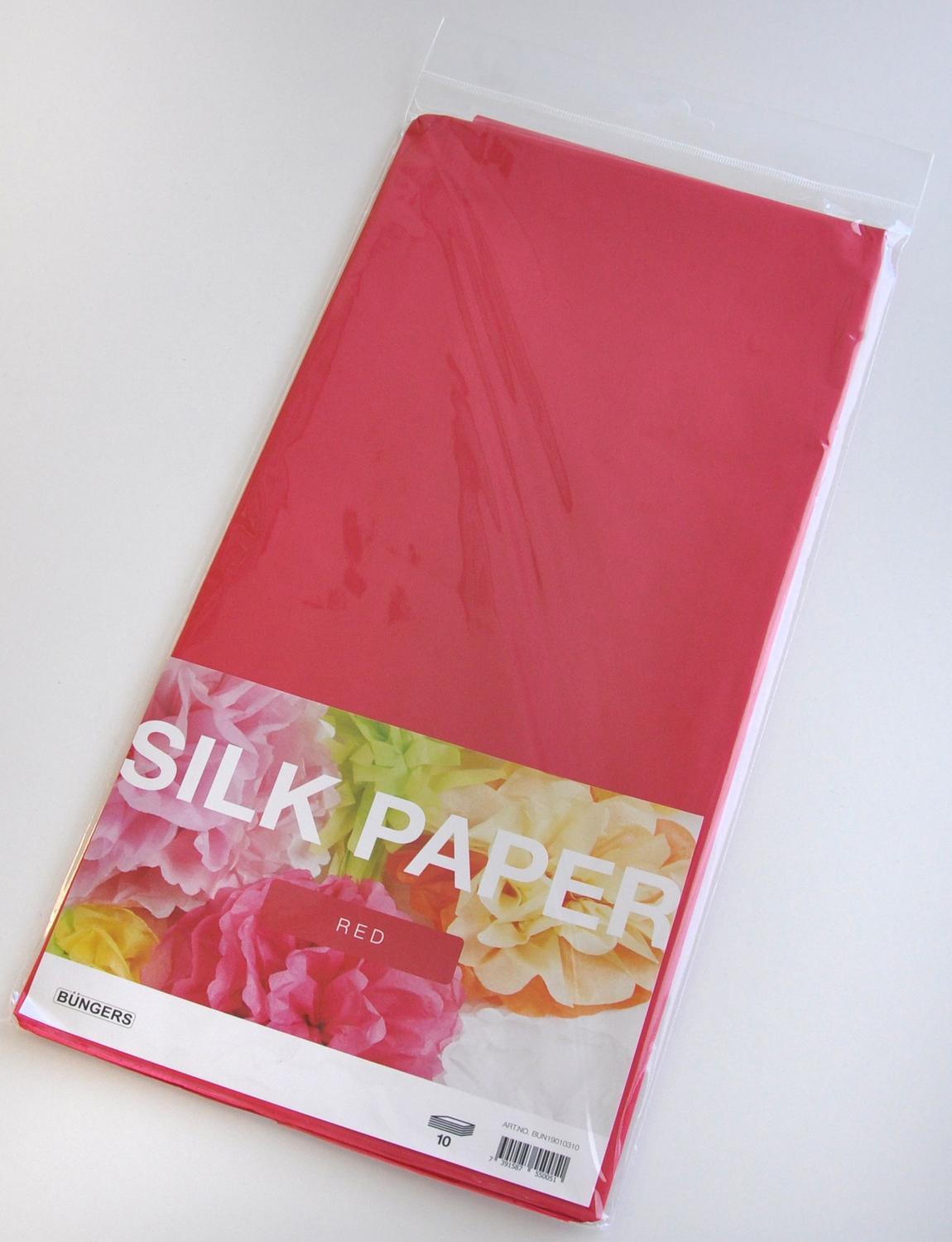 Silkespapper 50x70cm, Röd, 10 ark/fp