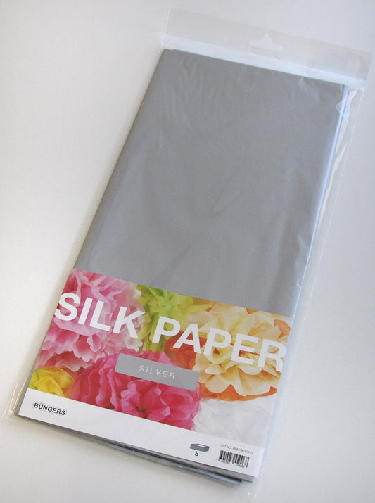 Silkespapper 50x70cm, Silver, 5 ark/fp