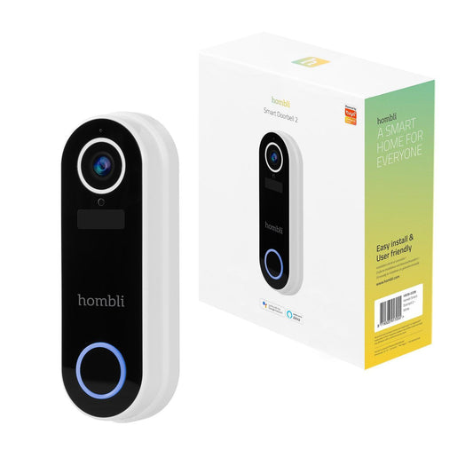 Smart dörrklocka med kamera, WiFi, Hombli Smart Doorbell 2, batteridriven, Vit