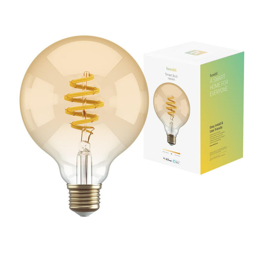 Smart lampa, WiFi, Hombli Smart Bulb Amber G95, E27, LED, CCT, 5,5W, Dimbar, Retro Filament, med retrofilament