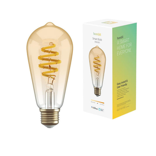 Smart lampa, WiFi, Hombli Smart Bulb Amber ST64, E27, LED, CCT, 5,5W, Dimbar, Retro Filament, med retrofilament
