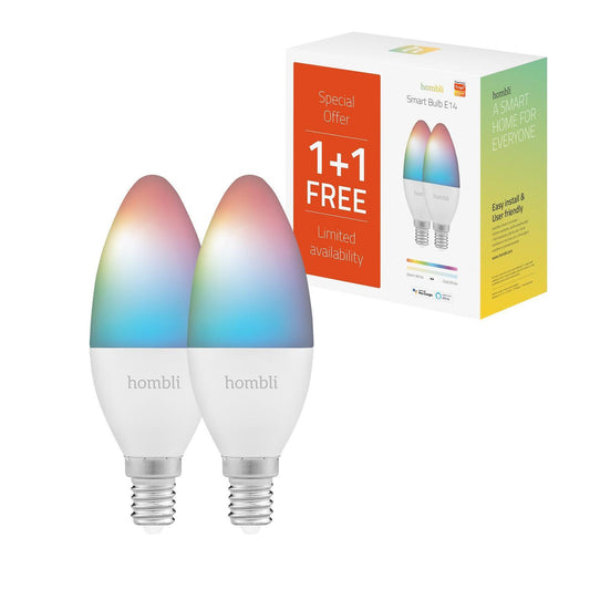 Smart lampa, WiFi, Hombli Smart Bulb E14, LED, RGB & CCT, 4,5W, Dimbar, Multifärg 2/fp