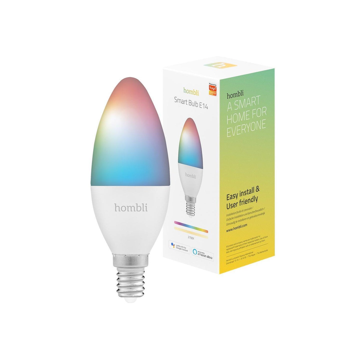 Smart lampa, WiFi, Hombli Smart Bulb E14, LED, RGB & CCT, 4,5W, Dimbar, Multifärg