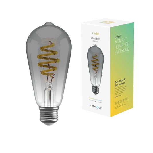 Smart lampa, WiFi, Hombli Smart Bulb Smokey ST64, E27, LED, CCT, 5,5W, Dimbar, Retro Filament, med retrofilament