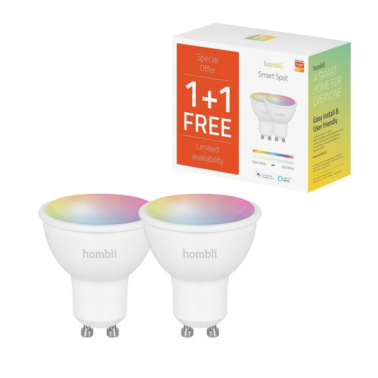 Smart lampa, WiFi, Hombli Smart Spot GU10, LED, RGB & CCT, 5W, Dimbar, Multifärg 2/fp