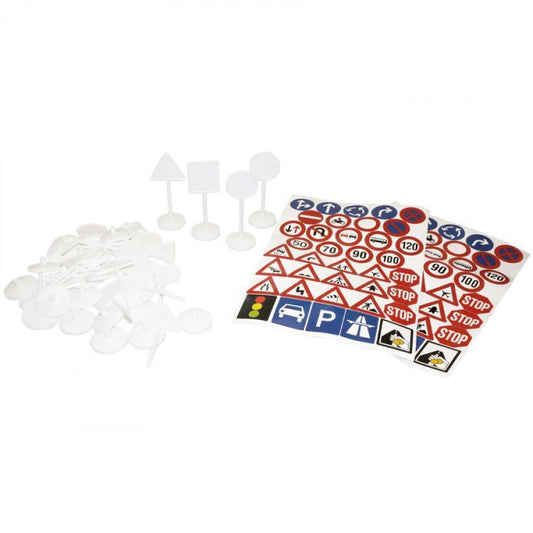 Stickers/Klistermärken, Väg: Vägskyltar & stickers, 24 st vägskyltar & 76 st klistermärken/fp