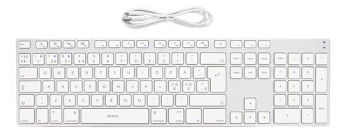 Tangentbord, fullsize, trådlöst, Deltaco TB-402 Full-Size Bluetooth Keyboard (Nordic), aluminium, bluetooth, Silver