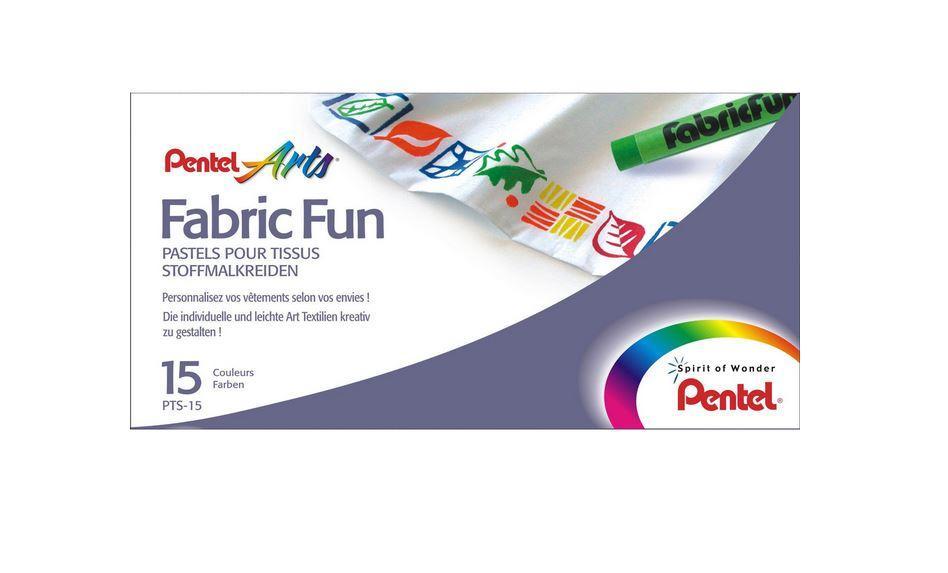 Textilkritor Pastellset Pentel Arts Fabric Fun (PTS-15) för tyg, 15 färger/fp
