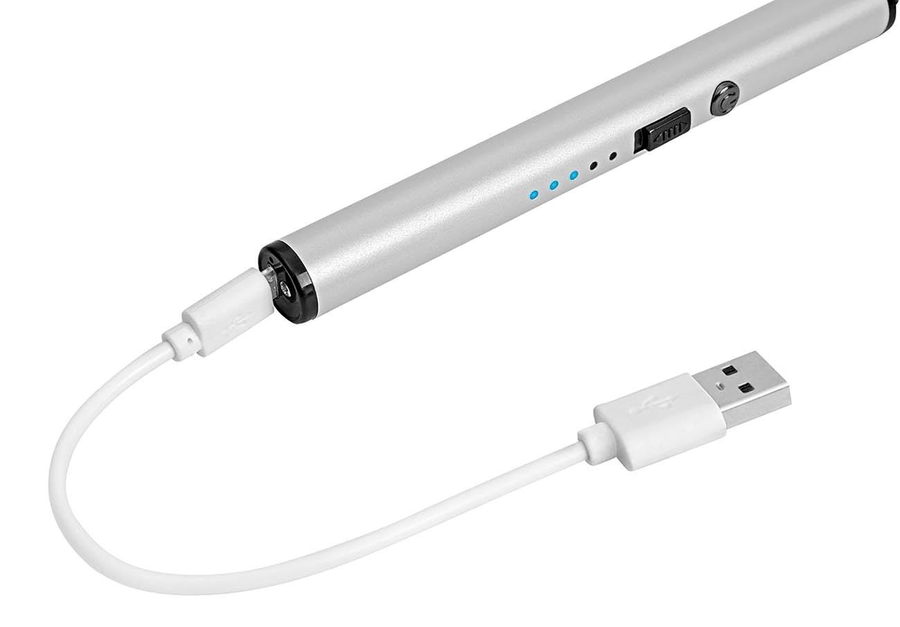 Tändare, elektrisk tändare + USB-kabel, Wedo Arc, aluminium, Silvergrå (USB-laddning)