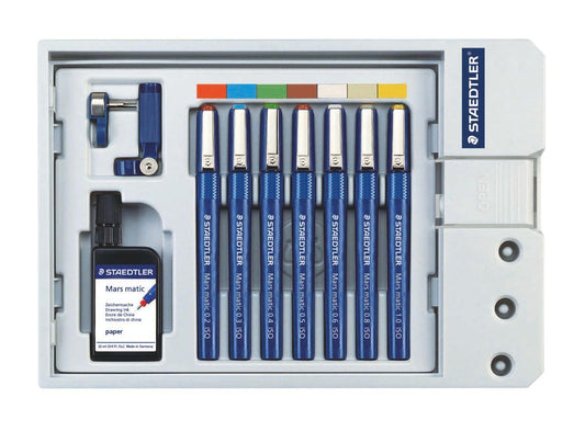 Tuschritpennor Staedtler Mars Matic 700 set 0,2mm - 1,0mm (700 S7), 7 pennor/fp