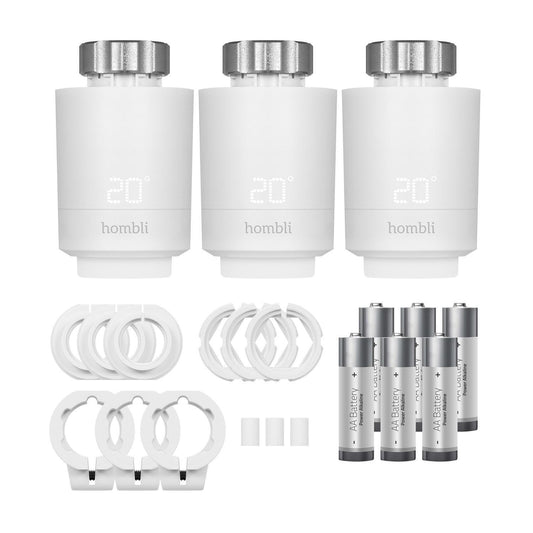 Utbyggnadspaket: Radiatortermostat/Elementtermostat, WiFi, Hombli Smart Radiator Thermostat Expansion pack (2+1), Vit