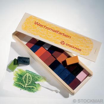 Vaxblock/Vaxkritor Stockmar träetui med 24 block/etui