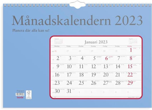 Väggkalender Burde 1700 Månadskalendern, 430x300mm