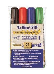 Whiteboardpennor Artline EK-519 Snedskuren spets, 4 färger/fp