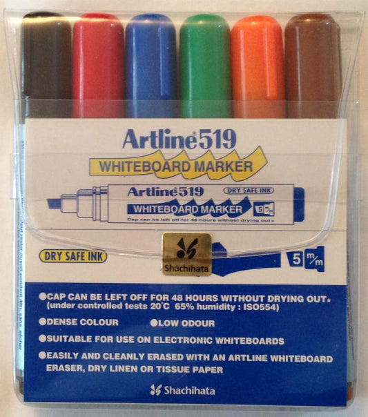 Whiteboardpennor Artline EK-519 Snedskuren spets, 6 färger/fp