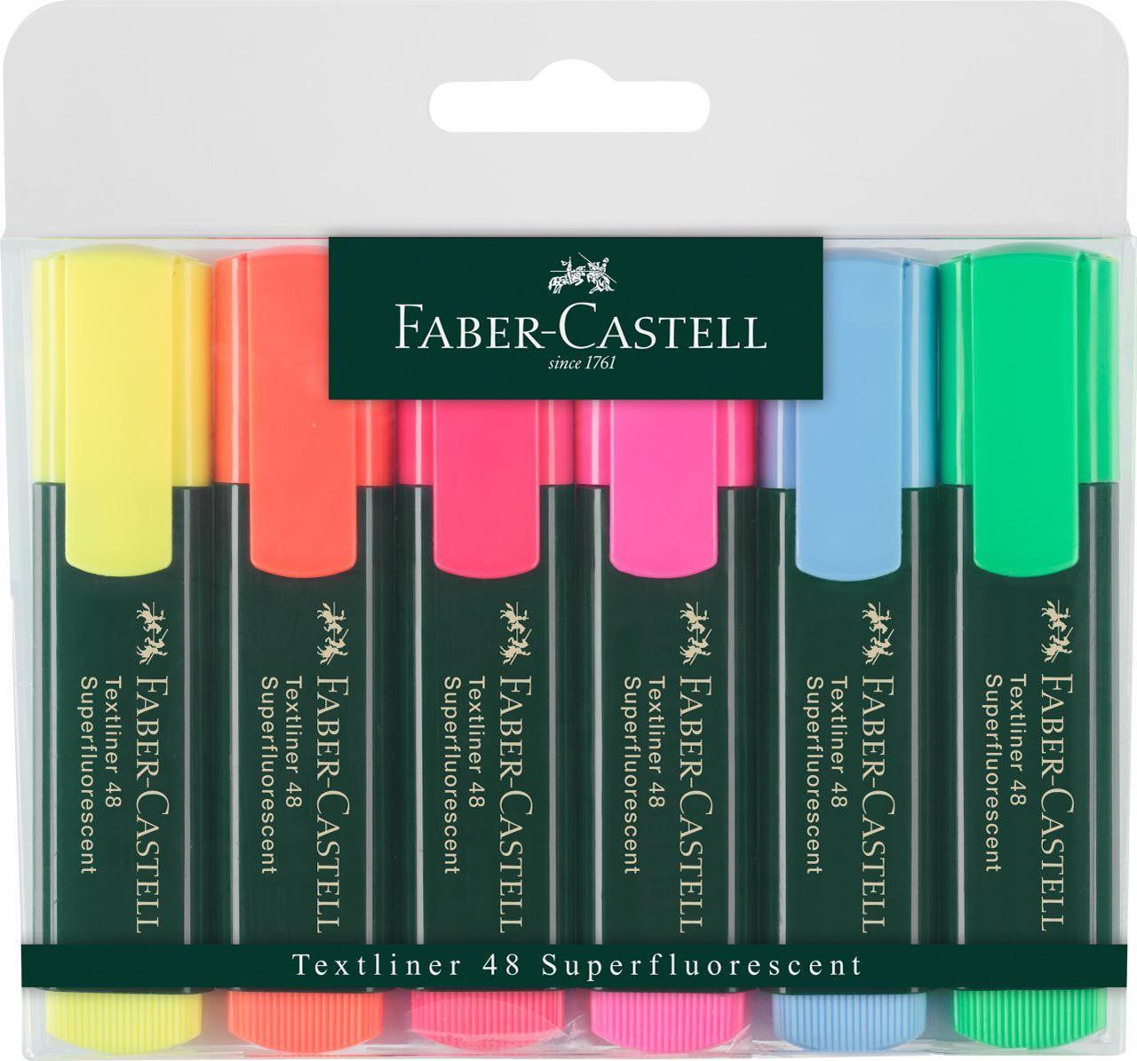 Överstrykningspenna Faber-Castell Textliner 48, 6 färger/fp