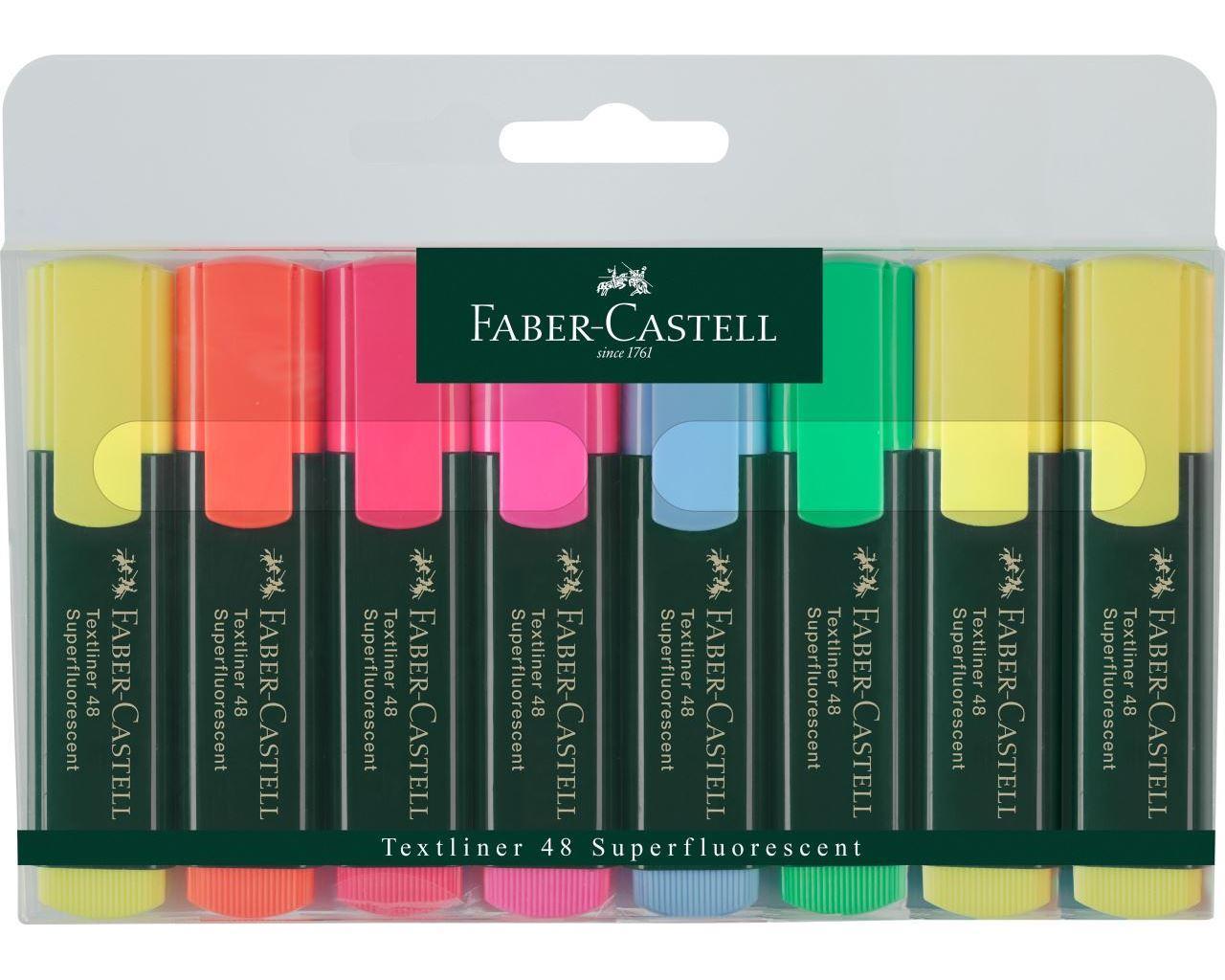 Överstrykningspenna Faber-Castell Textliner 48, 8/fp (3 st gula + 5 färger)